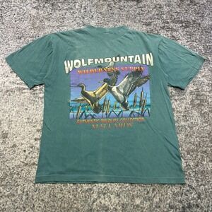 VTG Wolf Mountain Wilderness Supply Mallards T Shirt Mens Medium Green Outdoors